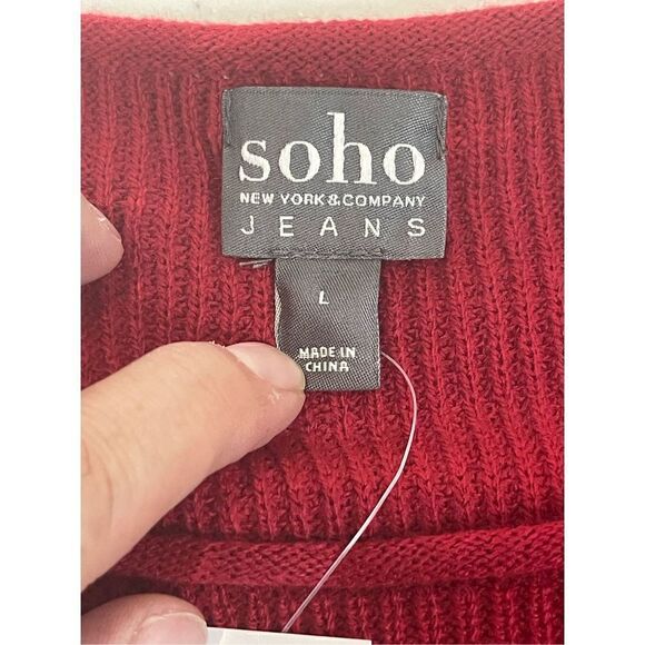 Soho New York & Co red sweater high low Large NWT - Picture 6 of 7